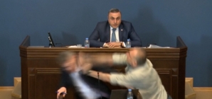 Video shows Georgian lawmakers brawling in Tbilisi
