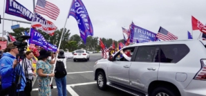 Trump supporters gather ahead of fundraiser in Newport Beach