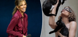 Halle Berry poses topless with her cats to celebrate 20th anniversary of ‘Catwoman’