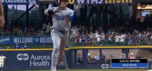 Dodgers' Shohei Ohtani smashes a solo homer against the Brewers, his national league leading 37th long ball