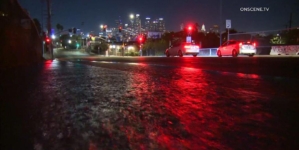 Flooding closes southbound 101 Freeway in downtown L.A.