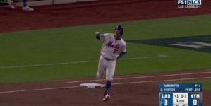 Mets' Mark Vientos smacks a solo home run to tie the game vs. Dodgers