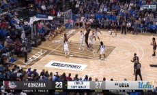 Graham Ike makes a buzzer-beating shot to help Gonzaga trim into UCLA's lead going into half