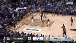 Graham Ike makes a buzzer-beating shot to help Gonzaga trim into UCLA's lead going into half