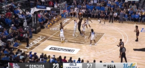 Graham Ike makes a buzzer-beating shot to help Gonzaga trim into UCLA's lead going into half