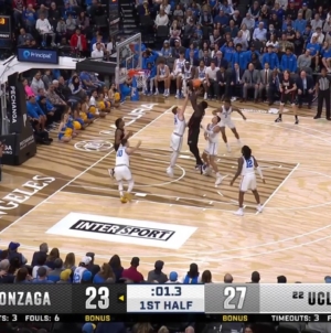 Graham Ike makes a buzzer-beating shot to help Gonzaga trim into UCLA's lead going into half