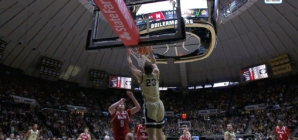 Fletcher Loyer and Camden Heide connect on an alley-oop, extending Purdue's lead over Nebraska