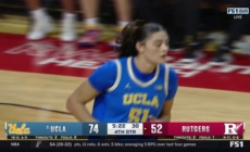 Lauren Betts muscles her way inside for the tough bucket, extending UCLA’s lead over Rutgers