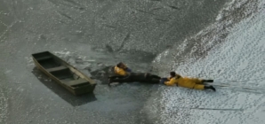 Video Shows Man Rescued From Icy Lake After Risking Life To Save Dog