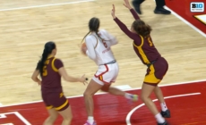 Saylor Poffenbarger hits sick spin move lay-up after Shyanne Sellers forces turnover to give Maryland lead vs. Minnesota!