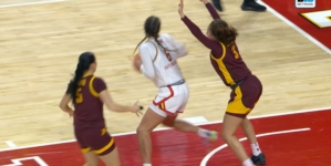 Saylor Poffenbarger hits sick spin move lay-up after Shyanne Sellers forces turnover to give Maryland lead vs. Minnesota!