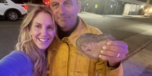 Heart-shaped rock recovered from Palisades fire gives family hope amid devastation