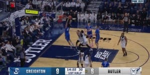 Jasen Green flies in for the putback slam, extending Creighton's lead over Butler