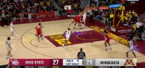 Parker Fox rises for the two-handed slam, giving Minnesota lead over Ohio State