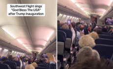 President Trump supporters sing ‘God Bless the USA’ on flight from DC