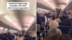 President Trump supporters sing ‘God Bless the USA’ on flight from DC