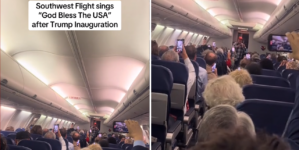 President Trump supporters sing ‘God Bless the USA’ on flight from DC