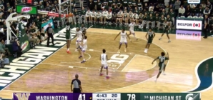 Xavier Booker throws down strong two-handed alley-oop to seal Michigan State's 88-54 win over Washington