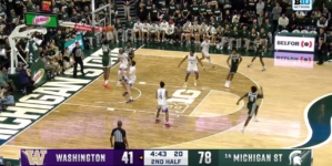 Xavier Booker throws down strong two-handed alley-oop to seal Michigan State's 88-54 win over Washington