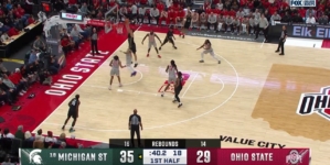 Szymon Zapala throws down the alley-oop, extending Michigan State's lead vs. Ohio State