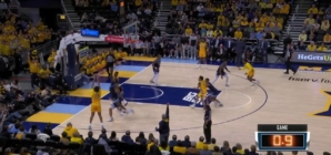 Royce Parham drains a 3-pointer to beat the halftime buzzer, extending Marquette's lead vs. Villanova