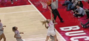 Iowa’s Sydney Affolter makes an and-1 off of a fast break, trimming the Ohio State lead