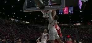 Miles Byrd throws down a dunk, extending San Diego State's lead over New Mexico