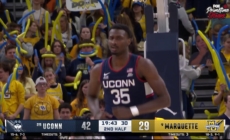 UConn's Samson Johnson throws down an emphatic jam vs. Marquette