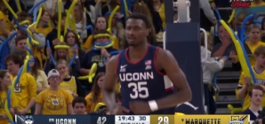 UConn's Samson Johnson throws down an emphatic jam vs. Marquette