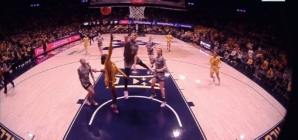 Jordan Harrison makes an and-1 layup, extending West Virginia’s lead over Kansas State