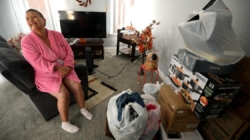 A homeless woman who occupied her old, vacant home is saying goodbye