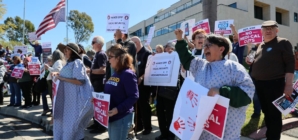 ‘I helped elect her’: Protesting Medi-Cal cuts at O.C. rep’s office