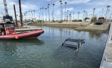 A Tesla Cybertruck sinks in a Southern California harbor