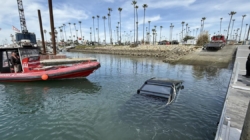 A Tesla Cybertruck sinks in a Southern California harbor