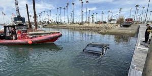 A Tesla Cybertruck sinks in a Southern California harbor