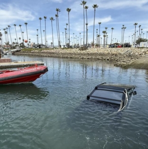 A Tesla Cybertruck sinks in a Southern California harbor