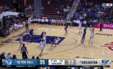 Morgan Maly hits a 3-pointer, extending Creighton's lead over Seton Hall