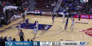 Morgan Maly hits a 3-pointer, extending Creighton's lead over Seton Hall