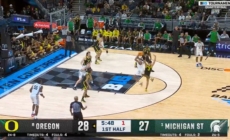 Jeremy Fears Jr. nails a tough and-1 jump shot, giving MSU the lead over Oregon