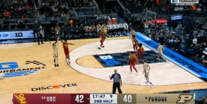 Purdue's Fletcher Loyer hits a 3-pointer, grabbing the lead over USC