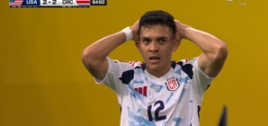 Costa Rica's Alonso Martinez's shot hits the post vs. United States