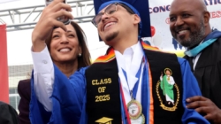 Their political futures uncertain, Newsom and Harris go on the road to Compton to feed young dreams