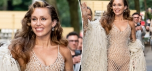 Miley Cyrus stuns in sheer crystal dress at New York film festival