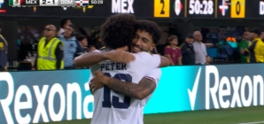 Dominican Republic's Peter Gonzalez scores vs. Mexico