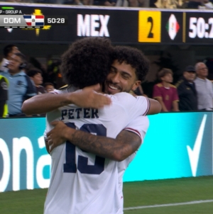 Dominican Republic's Peter Gonzalez scores vs. Mexico