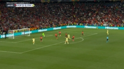 Spain's Mikel Oyarzabal finds the back of the net off a fast break vs. Portugal