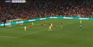 Spain's Mikel Oyarzabal finds the back of the net off a fast break vs. Portugal
