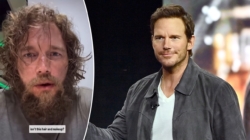 Chris Pratt shows off dramatic transformation with fake mustache on set