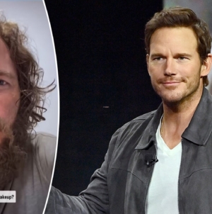 Chris Pratt shows off dramatic transformation with fake mustache on set