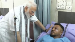 Indian Prime Minister Modi visits Air India plane crash sole survivor